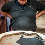 John Higgins at work in his studio 2018